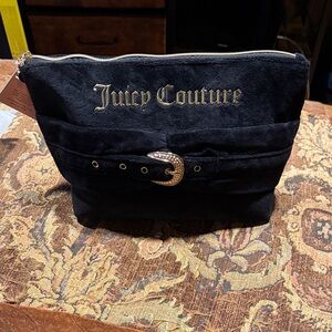 NWT Juicy Couture Black Velour Pouch with Gold Accents